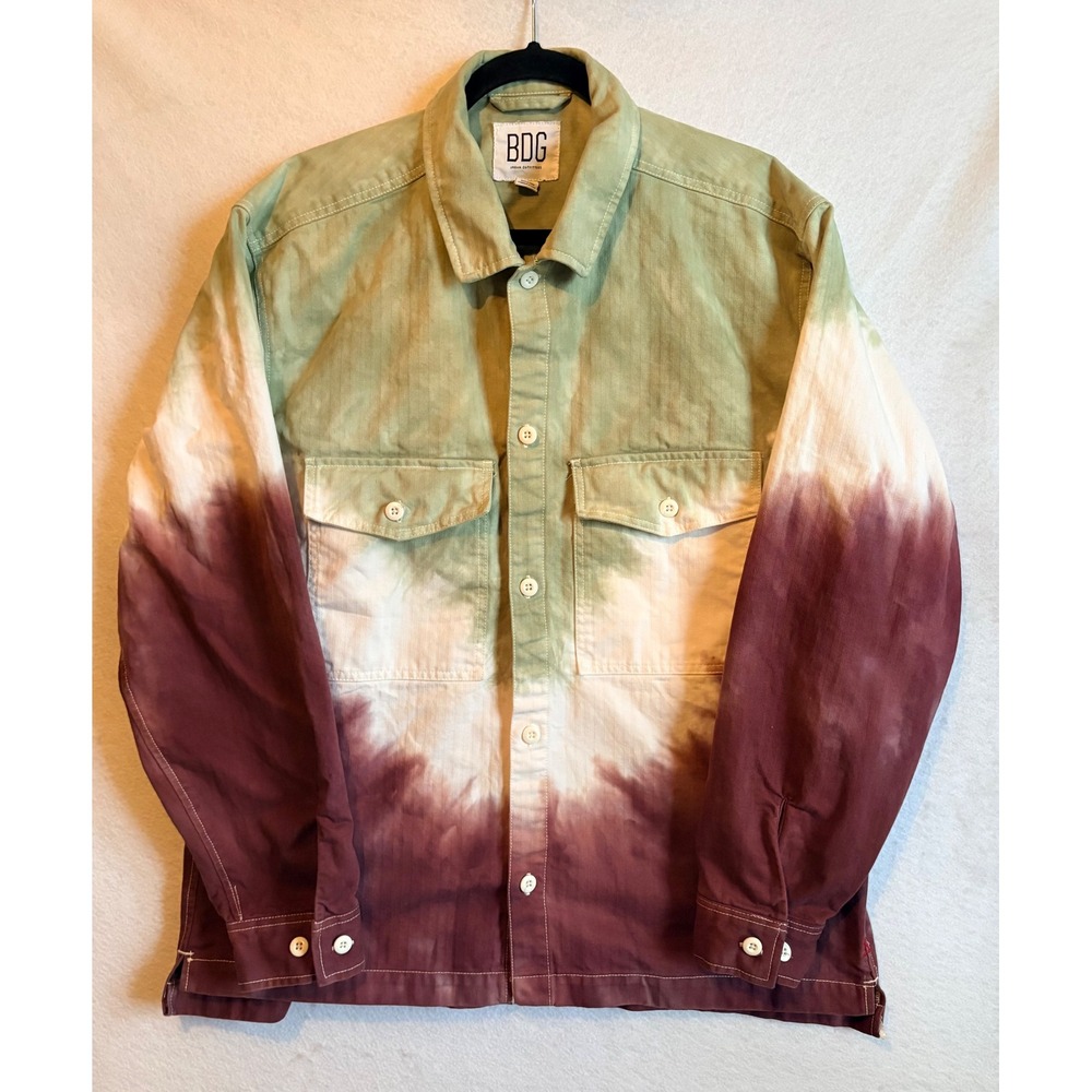 BDG Urban Outfitters Herringbone Tie Dye Long Sleeve Button Up Shirt Shacket L